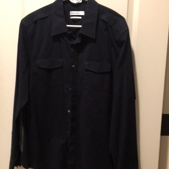 Calvin Klein Other - Calvin Klein Slim Fit Stretch Cotton Long Sleeve Button Down black Shirt XL